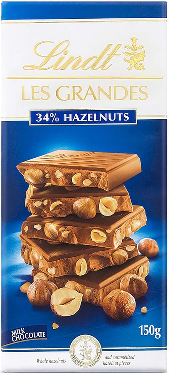Lindt Les Grandes Milk Hazel Nut Chocolate, 150 gm (Pack of 1) Buy