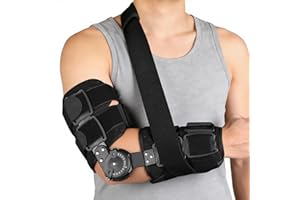 Adjustable Hinged Elbow Brace with Sling - Lightweight Support Stabilizer for Men & Women, Telescopic Frame & ROM Locking, Po