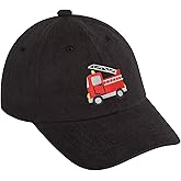 LUCKYBUNNY Kids Cute Fire Truck Embroidered Baseball Caps Boys Girls Adjustable Hat Washed Baseball Hats for Outdoors