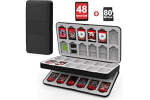iPLYGAM Switch Game Case for Nintendo Switch 2/Switch/OLED/Lite with 48 Slots and 80 Memory Micro SD Card Storage, Portable Travel Switch Game Holder Organizer, Game Card Protective for Festival Gift