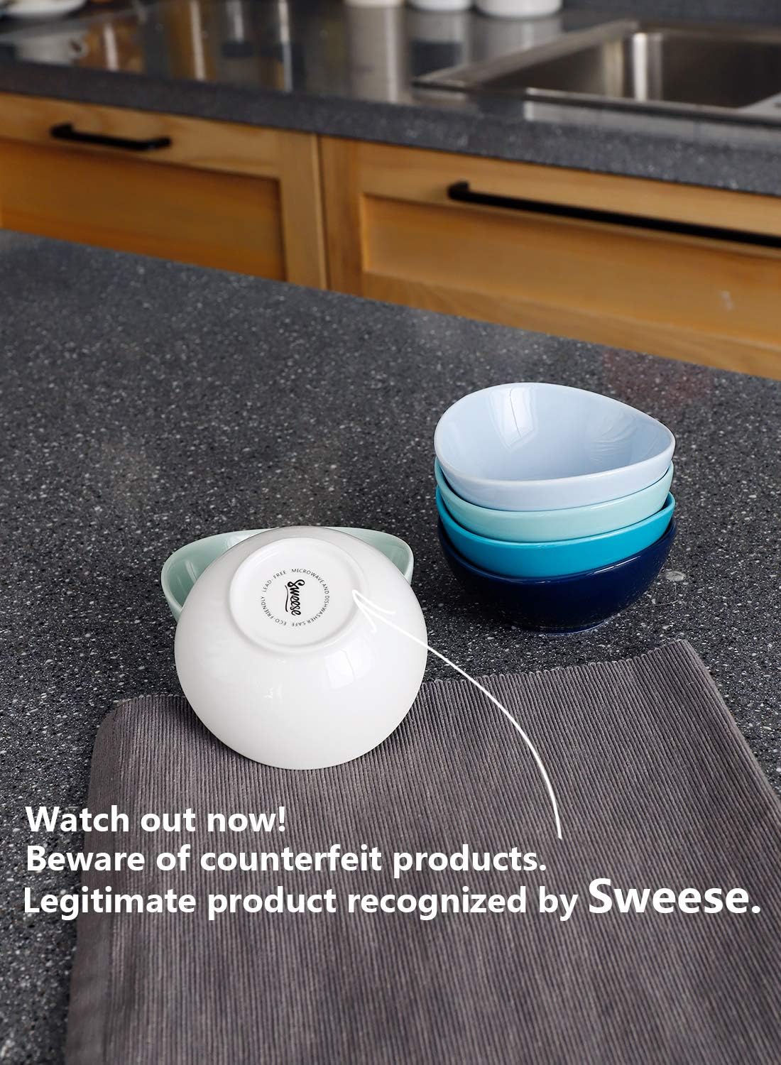 Sweese 123.003 Porcelain Mini Bowls - 4 Ounce for Dipping Sauces, Small Side Dishes - Set of 6, Cool Assorted Colors: Kitchen & Dining