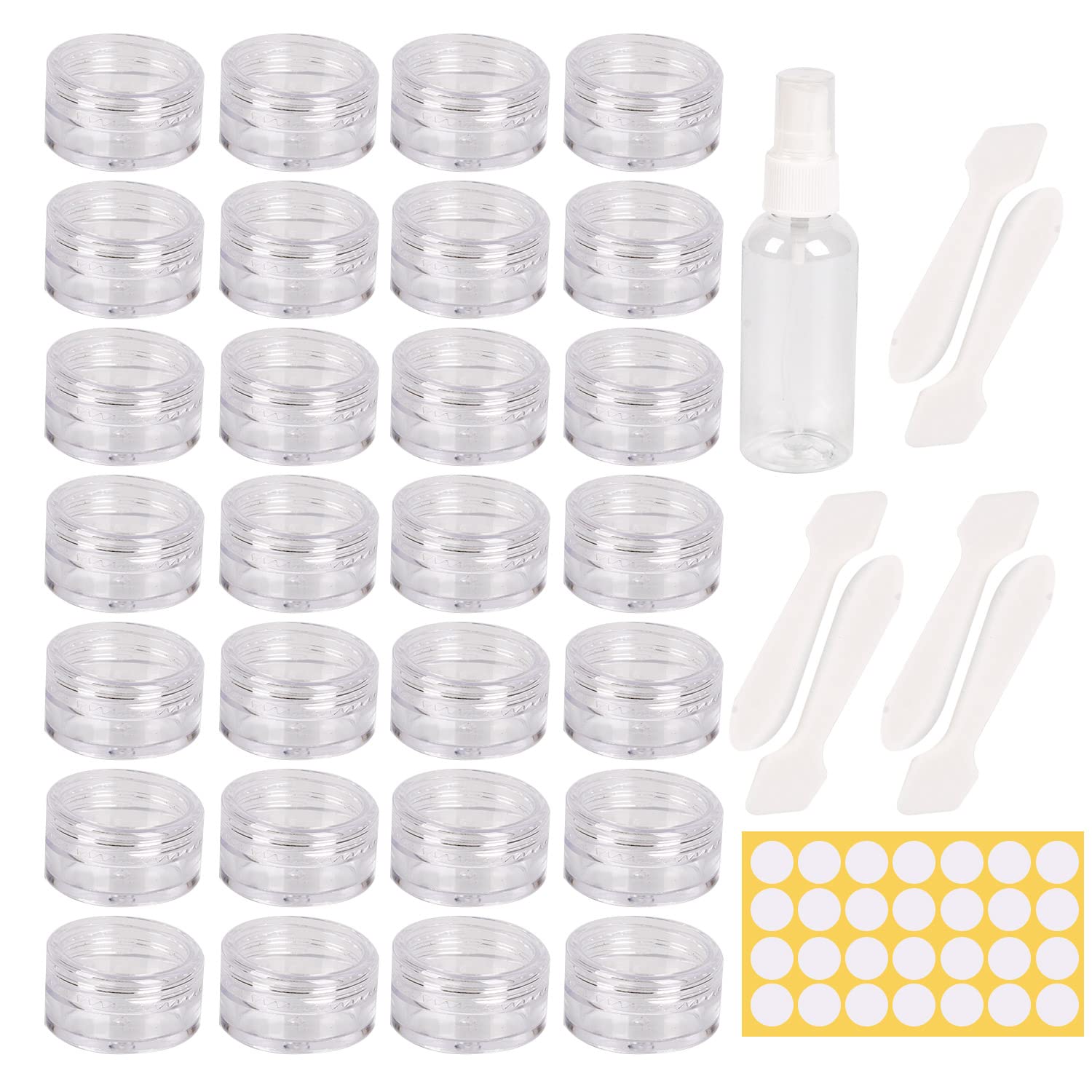 70 Pcs sample pots,5ml with lids cosmetic pot, mini cream empty containers,clear small with makeup lip balm jars,for travel face cream, samples, cosmetics empty plastic pot