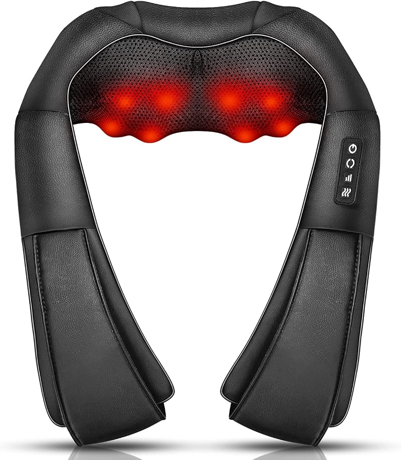 iKristin Neck Massager Deep Tissue 3D Kneading with Heat Black