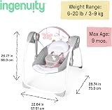 Ingenuity Comfort 2 Go Portable Swing 6-Speed 0-9 Months Pink Flora Unicorn view 6