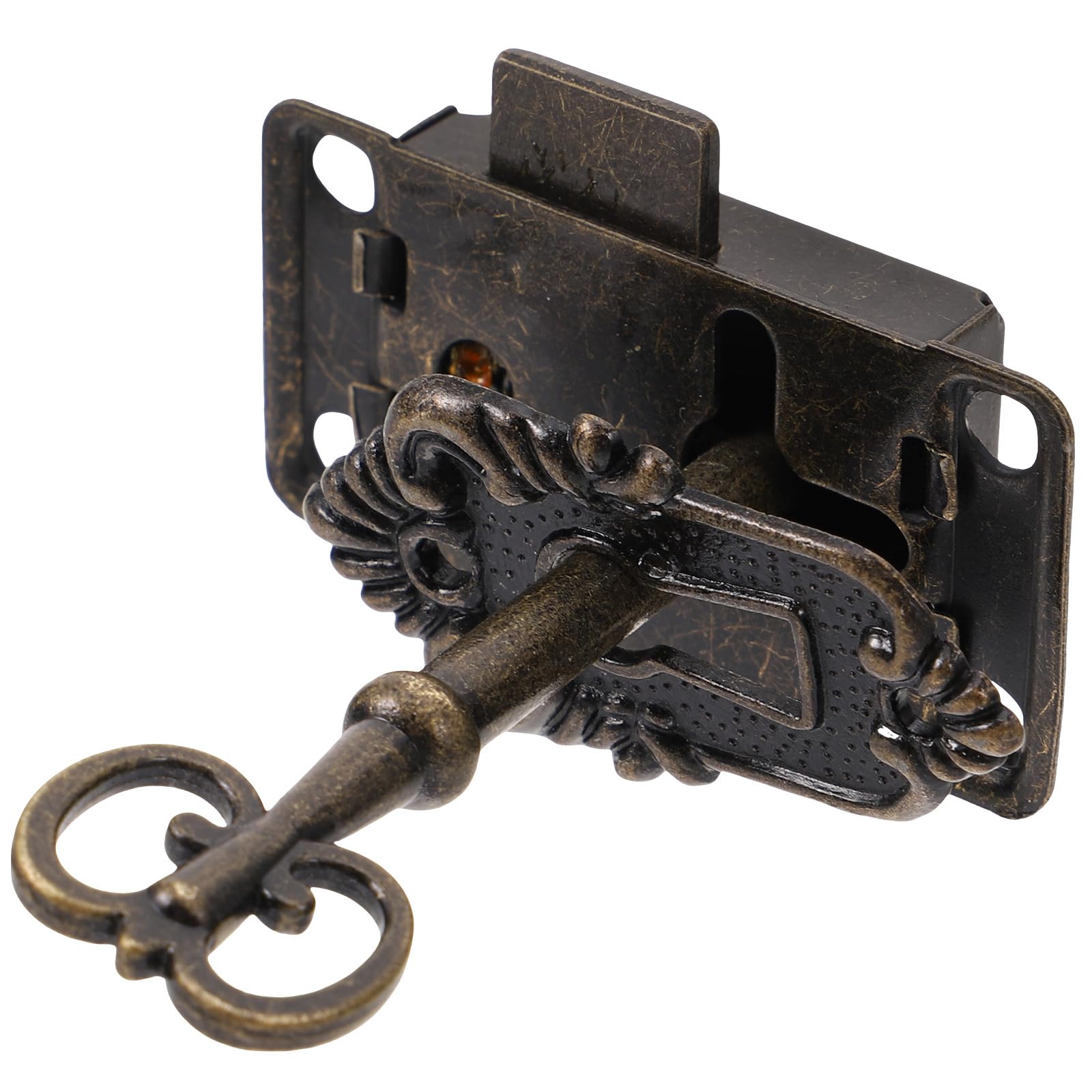 Gadpiparty Antique Lock 1 Set Set Desk Locks for Drawers with Key with Key Antique Cabinet Lock and Three piece Suit Liquor Cabinet Lock Cupboard Locks for Adults Old Fashioned Furniture