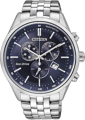 Orologio Cronografo Eco-Drive Uomini con Cinturino in Acciaio inossidabile
