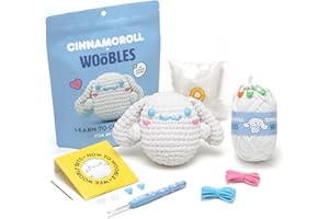 The Woobles Hello Kitty Crochet Kit - Beginners Wooble Crochet Animal Kit Crafts with Easy Peasy Yarn as seen on Shark Tank - with Step-by-Step Video Tutorials (Cinnamoroll)
