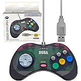 Retro-Bit Official Sega Saturn USB Controller Pad (Model 2) for Sega Genesis Mini, PS3, PC, Mac, Steam, Switch - USB Port - S