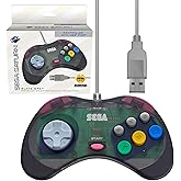 Retro-Bit Official Sega Saturn USB Controller Pad (Model 2) for Sega Genesis Mini, PS3, PC, Mac, Steam, Switch - USB Port (Sl