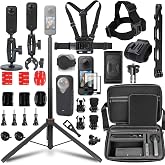 PellKing Accessories Kit for insta360 X4 Air,Included 53'' Selfie Stick Tripod,Carrying Case,Aluminium 1/4" Adapter,Handlebar Magnetic Mount,Silicone Case,Screen Protector,Quick Release Body Mount