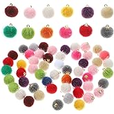 EXCEART Pom Pom Earring Accessories 60Pcs Small Fluffy Balls with Loop for DIY Jewelry Making Crafts and Earrings Charms Bulk Set