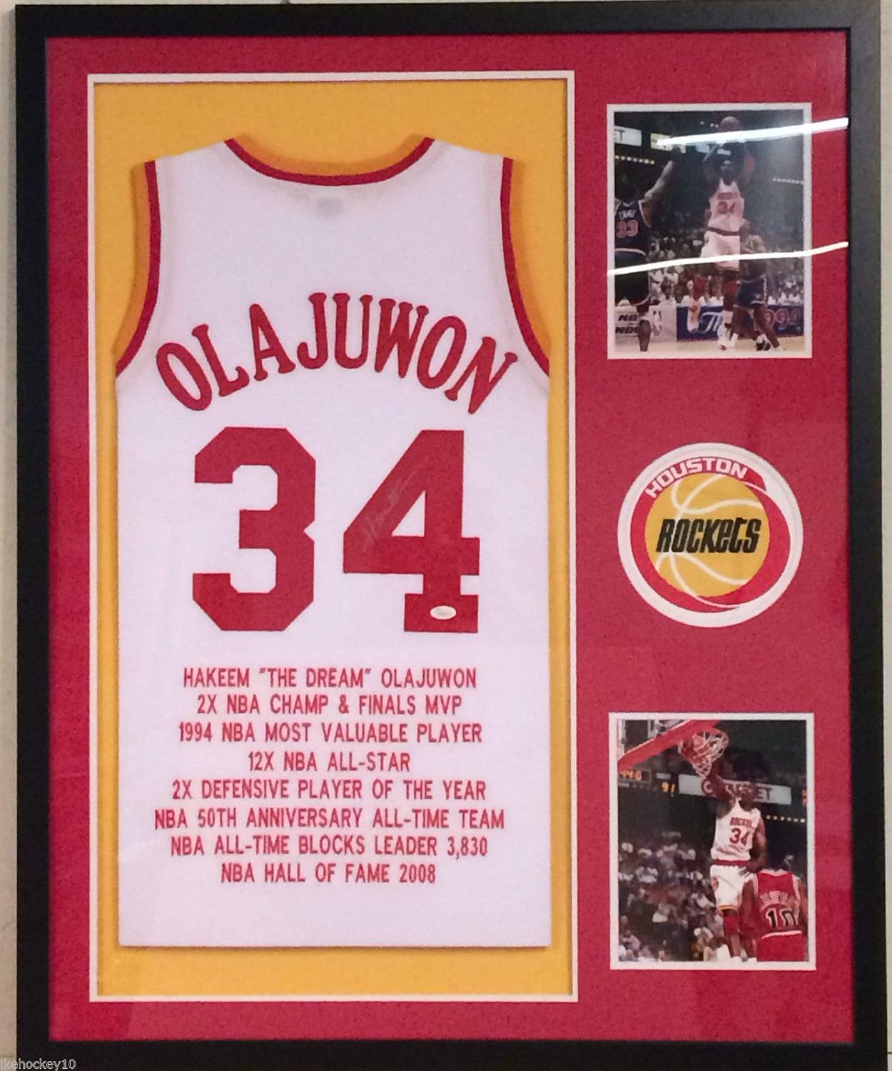 hakeem olajuwon signed rockets jersey