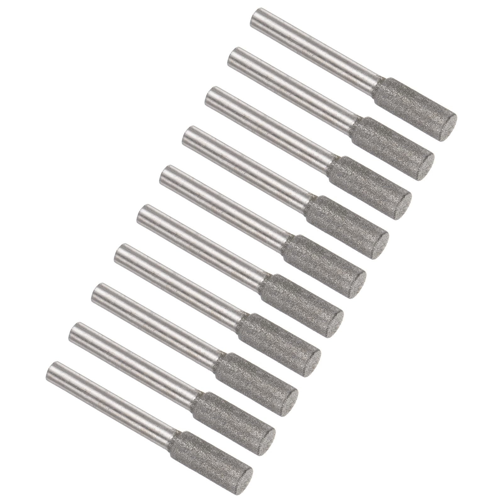 Kozelo 10pcs Diamond Grinding Bit - [8mm Dia 120 Grtis] Cylinder Head Carving Drill Bits Rotary Tool for Carving Polishing Use | 6mm Round Shank