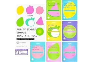 ZealSea Clean Beauty Face Masks Skincare, Minimalism 15 Ingredients Sheet Mask, Deep Hydration Facial Mask for Bouncy & Glowing, Sleepover Spa Party Supplies, Women Teen Girl Gifts Trendy Stuff, 7Pack