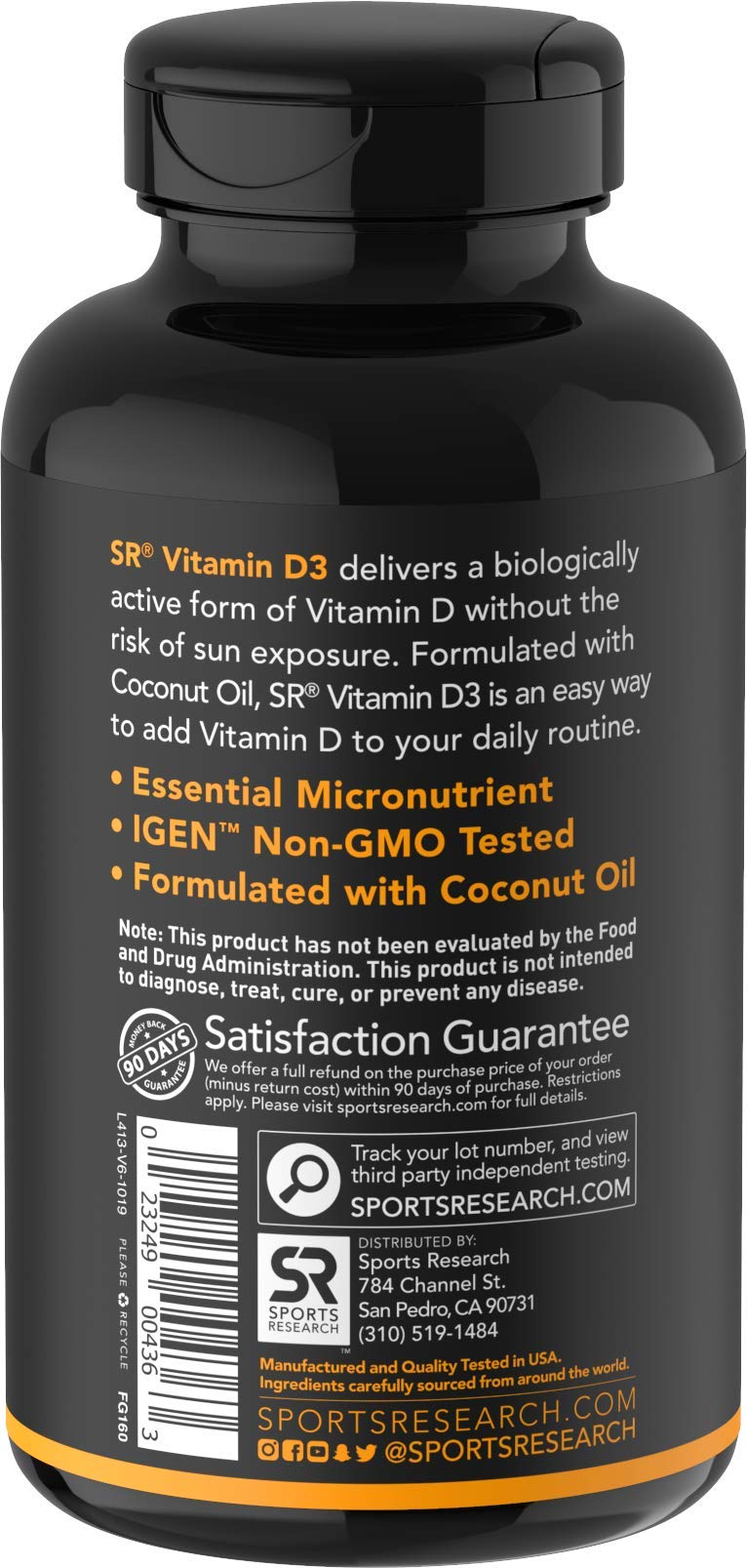 Vitamin D3 (5000iu/125mcg) Enhanced with Coconut Oil for Better