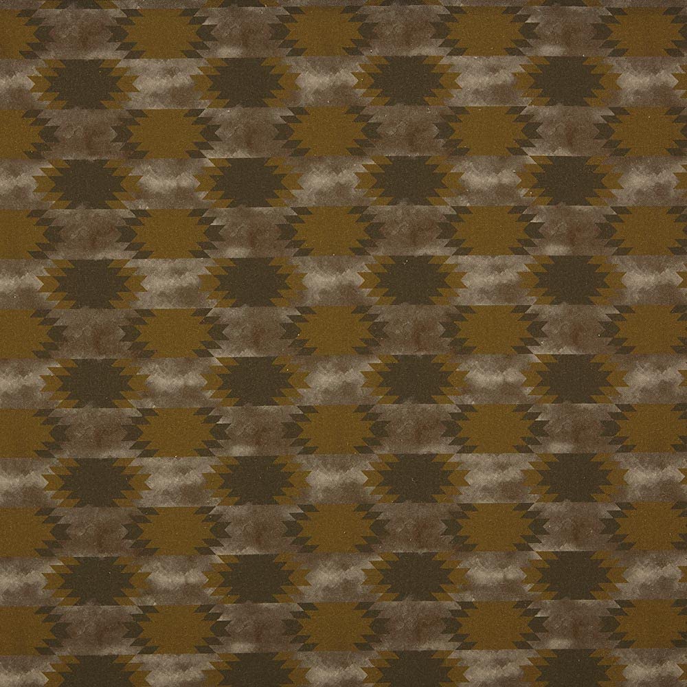 Kt KILOtela - Digital Printed Canvas Fabric – Half Panama 100% Organic Cotton, Oeko-Tex Standard 100 – 100 cm Length x 280 cm Width | Geometric Ethinc – Brown, Green ─ 1 Metre