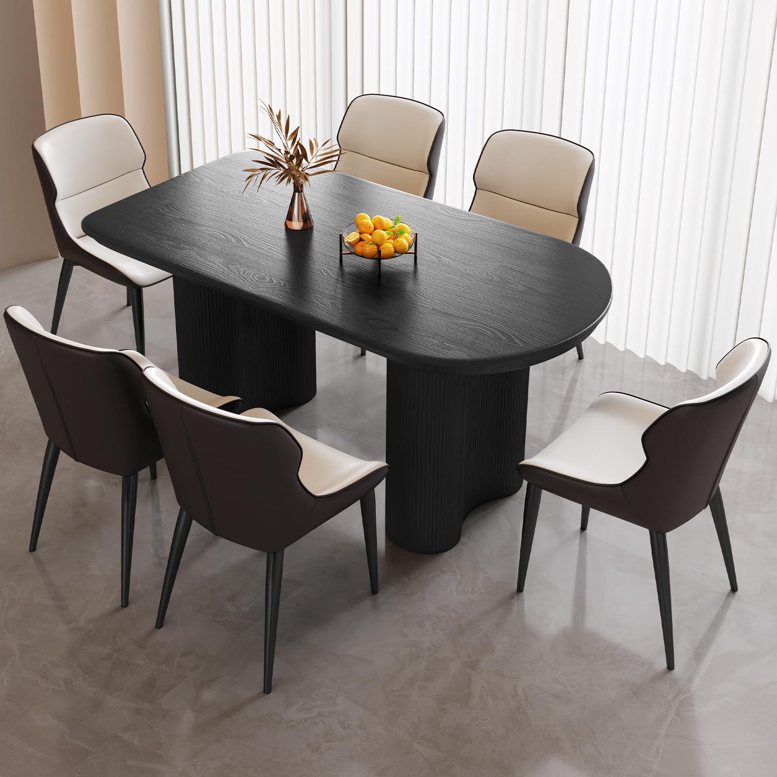 Guyii 55.11" Dining Table Set with 6 Chairs, Modern