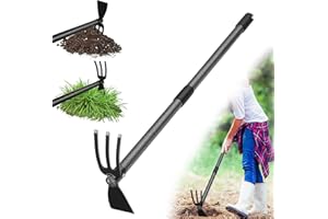UIABOPZ Hoe Garden Tool, 30 Inch Garden Hoe Adjustable Long Handle, 2 in 1 Garden Hoe for Weeding, Stainless Steel Weeder Tool for Yard Long Handle, Gardening Hoe for Planting, Lossening, Digging