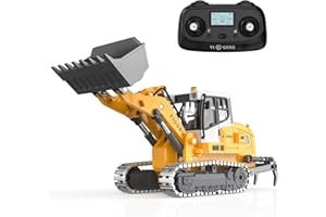 KidsFaves Pro-Grade Remote Control Bulldozer for Adult Metal Micro-Scale RC Construction Model with Leadscrew Loader System, Dual Battery Includes Portable Carry Case
