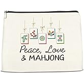 NGAEAK Mahjong Gifts for Women Cosmetic Bag Mah Jongg Gifts Zipper Makeup Pouch Peace Love and Mahjong Small Makeup Bag for Mahjongg Party Christmas Birthday