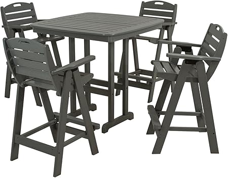 Amazon Com Polywood Pws144 1 Gy Nautical 5 Piece Bar Set With