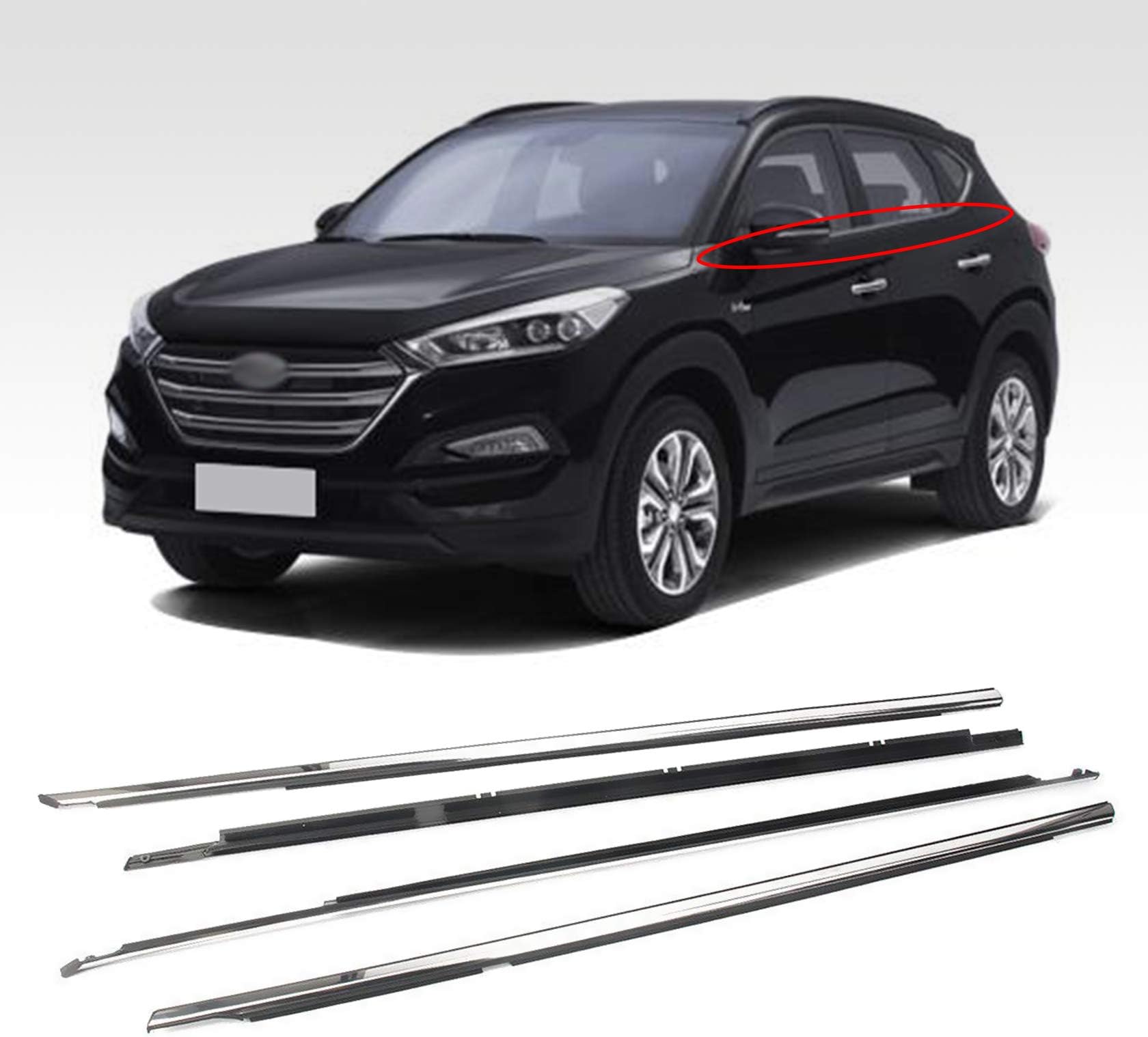 Toryea 4pcs Door Window Sweep Felts Seals Weatherstrip Compatible with Hyundai Tucson 2015 2016 2017 2018 2019