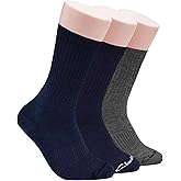 Clarks Men's Casual Half Cushion Crew Socks with Fine Rib Welt 3 Pair, Navy/Charcoal/Denim, Men's 7-12 Shoe