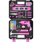 SOLUDE Pink Tool Set for Women,130 Piece Pink Tool Kit for Women with 3.6V Cordless Rechargeable Screwdriver,Basic Household Tool Kit for Home,Apartment,College Dorm &amp; DIY Projects