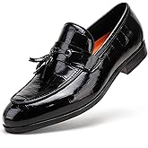 Men's Tassel Loafer, Classic Casual Dress Shoe, Black Smooth Leather Tassel Slip-on Penny Loafer for Mens