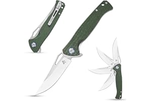 Sitivien ST143 Folding Knife,D2 Blade with Micarta Handle EDC Tool Knifes Pocket Knives for Outdoor, Camping, Survival, Hunting, Fishing,Hiking(Green) … …