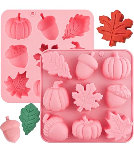 Moldes Silicona Otoño - 18 Cavidades, Diseños Calabaza, Piña Y Hoja, Para Chocolate, Jabón, Resina