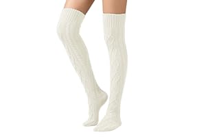 SherryDC Women's Cable Knit Thigh High Boot Socks Extra Long Winter Stockings Leg Warmers