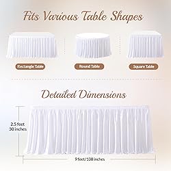 9ft Length Glitter White Table Skirt Rectangle