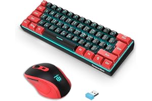 Snpurdiri 2.4G Wireless Gaming Keyboard and Mouse Combo, Include Mini 60% Merchanical Feel Keyboard, Ergonomic Vertical Feel Small Wireless Mouse(Red and Black)