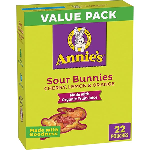 ANNIE’S SOUR BUNNIES FRUIT FLAVORED SNACKS, CHERRY, LEMON...