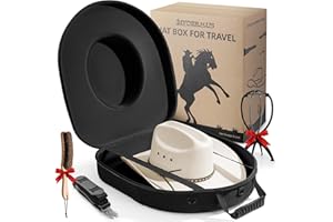 HYDERMUS Hat Box for Cowboy Travel Extra Large, Waterproof Hard Hat Travel Case Storage Can for Fedora Panama Tweed Cap Hat Holder Organizer Carrier with Adjustable Carry Strap, Mens Western Gift, Large Black