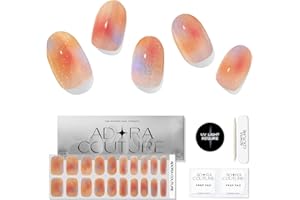 Adora Couture Semi Cured Gel Nail Strips with 20-Pieces, Salon Quality Wraps for Women, Orange Glitter Ombre, UV Gel Stickers (Glitter Haze)