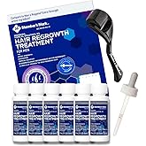 (6 Pack) 5% Minoxidil for Men Hair Regrowth Treatment Bundle, Liquid Extra Strength 5% Topical Solution, 6 Months Supply - Dropper Applicator and Microneedle Roller Included - Minoxidil