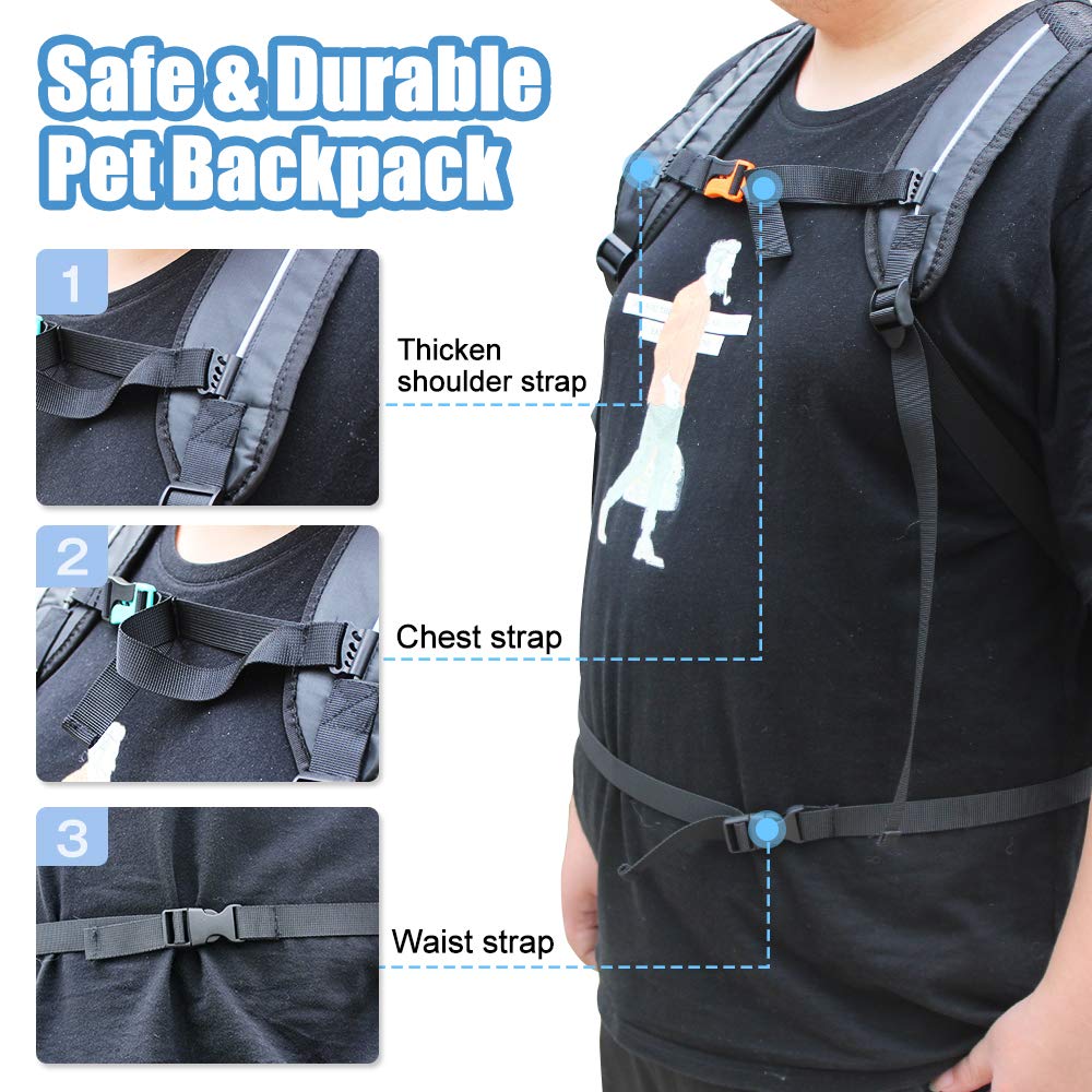 Woolala Dog Backpack with Waterproof Lining Travel Bag for Small Pets - Black XL