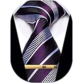 YourTies Men's Neckties Striped Tie and Plaid Neckties for Men Woven Silk Tie Gold Tie Clip Set
