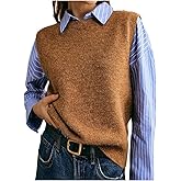 RoseSeek Women's Pullover Sweater Vest Sleeveless Crew Neck Knitted Tops Fall Clothes