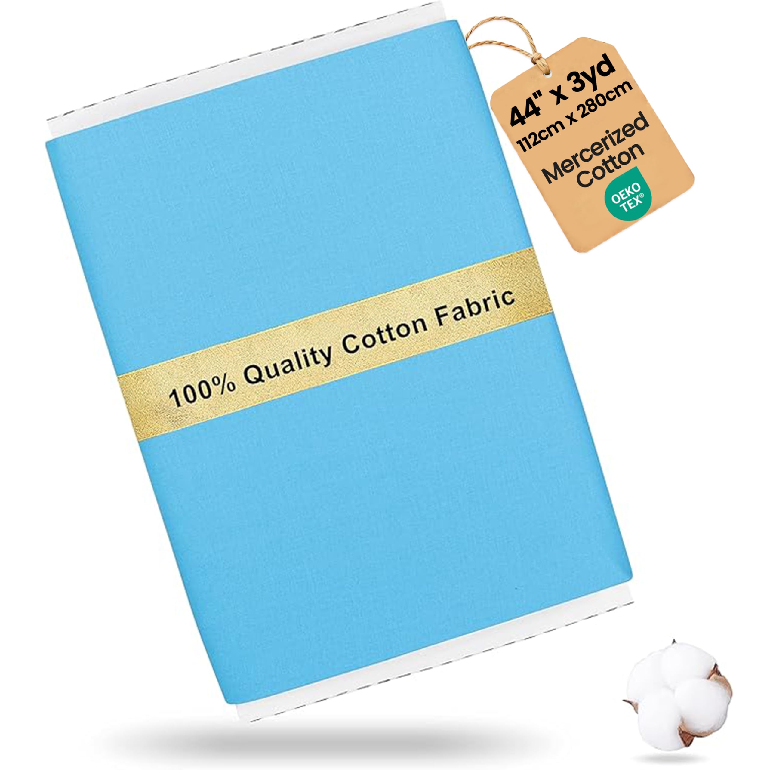 Craftido 100% Cotton Fabric by The Metre 112cm Wide x 280cm Extra Long -Medium Weight 145g- for Quilting, Sewing, Dressmaking, Bedding, Lining, Arts & Crafts - Ocean Mist