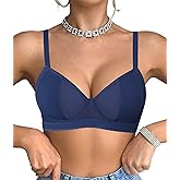 Avidlove Minimizer Bras for Women Sexy Lace Mesh Bra Deep V Bra Unlined Underwire Brassiere See Through