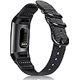 Fintie Bands Compatible with Fitbit Charge 4 3 3SE, Soft Woven Nylon Sports Band Replacement Strap