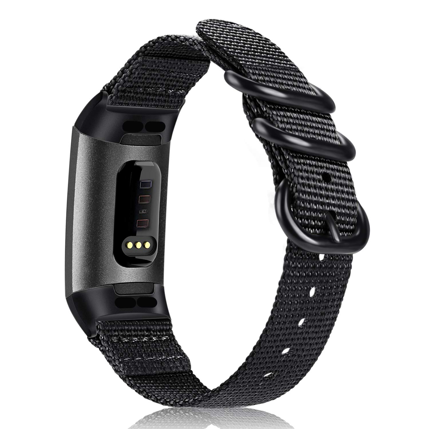 Fintie Bands Compatible with Fitbit Charge 4 / Fitbit Charge 3, Soft Woven Nylon Sports Band Replacement Strap Compatible with Fitbit Charge 3 and Charge 3 SE Fitness Activity Tracker, Black