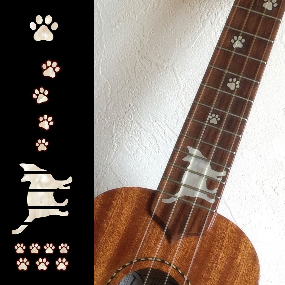 Inlaystickers Fretboard Markers Decals for Soprano Ukulele - Cat Foot Prints/Cat Paws UKF-257CP-S