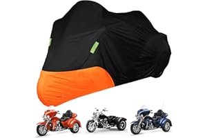 SAPUBK Waterproof Motorcycle Cover Replace for Harley Davidson Trike with Anti-Theft Lock Hole & Reflective Strips for Outdoor Rain Snow Protection