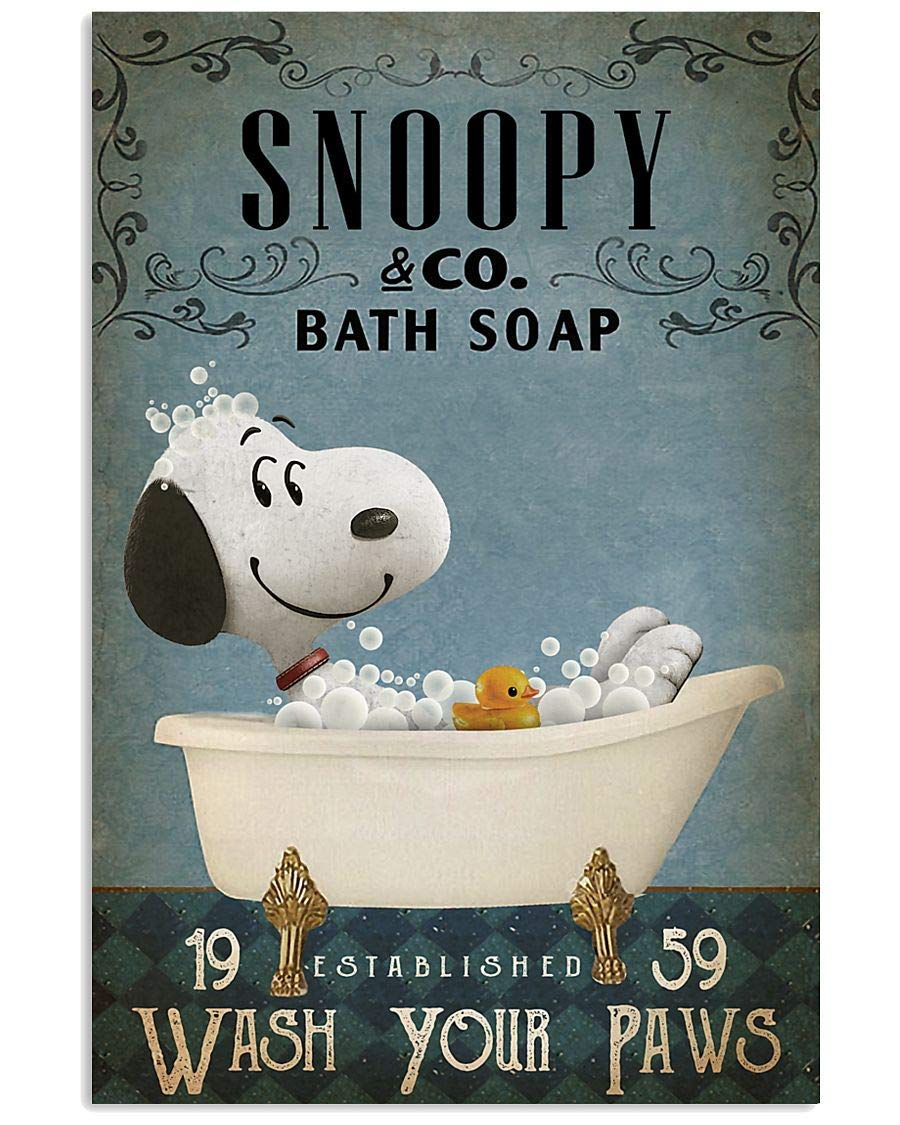 Inga Snoopy And Co Wash Your Paws Vintage Metal Wall Art Poster 8x12 Inches