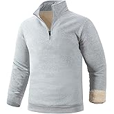 Gihuo Men's Quarter Zip Sweatshirts Winter Warm Sherpa Fleece Lined Pullover Sweatshirts
