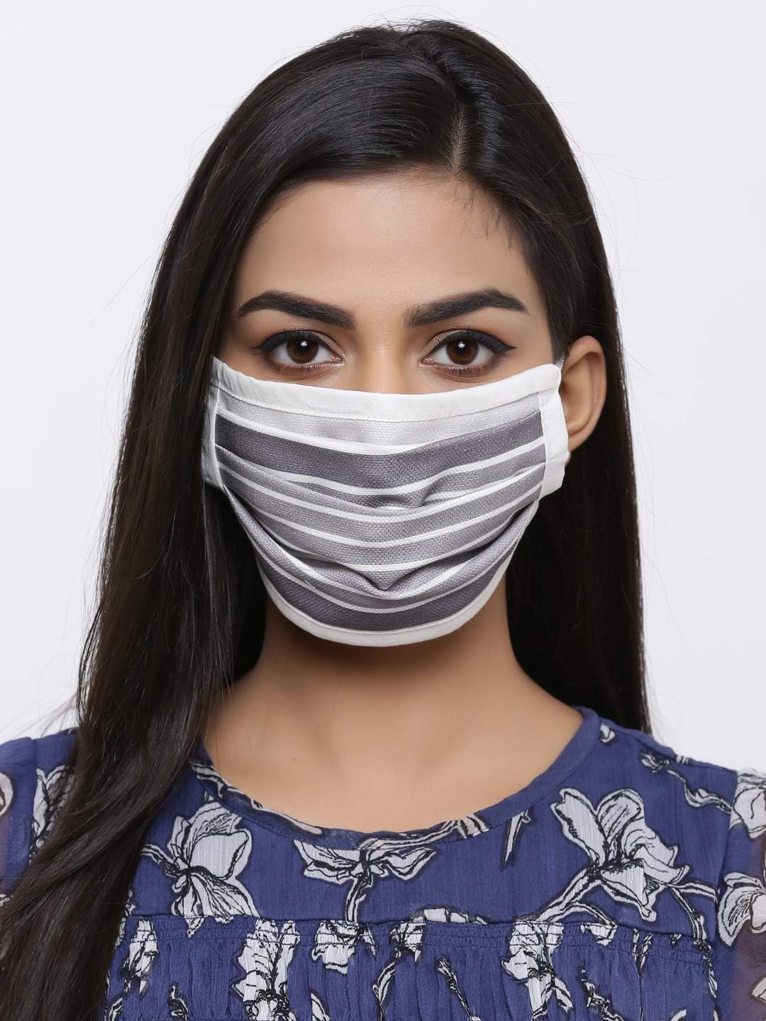 MUKHAKSH Girl's Cotton Check Anti Pollution Dust Mouth Nose Cover Mask (Multicolour, Above 7 years, Print May Vary) - Pack of 5